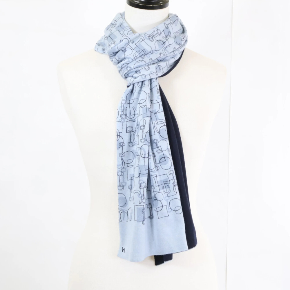 HERMES Blue Silk Scarf - Picture 2 of 8